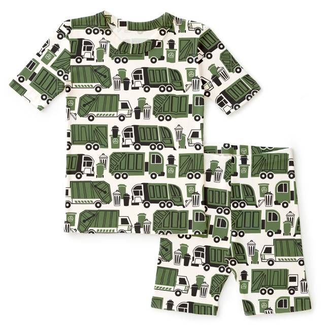 Kids Summer Pajama Set - Garbage & Recycling Green