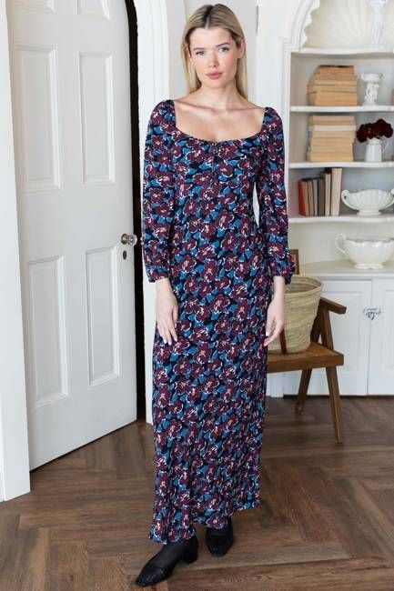 Franny Bias Dress 2 - Wilders Flowers Merlot