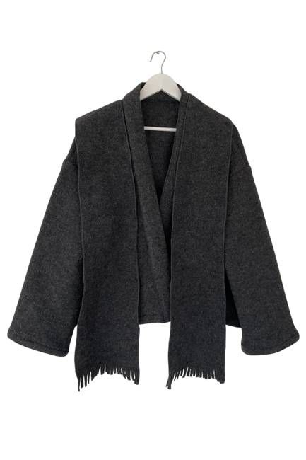 NEW! Grey Melange Boiled Wool Scarf Jacket