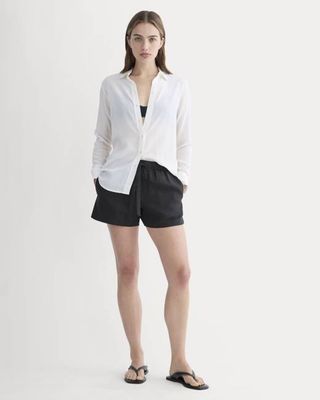 The Drawstring Boxer Short in Linen | Black