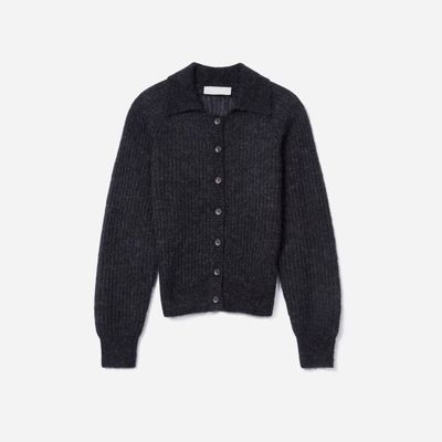 The Alpaca Collared Cardigan | Heathered Black