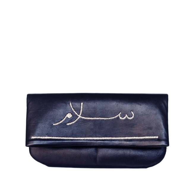 Bestickte Peace Clutch aus Leder