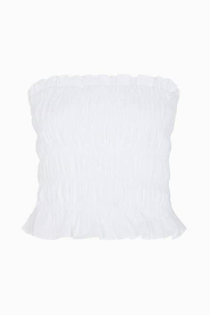 The Milou Smocked Tube Top in white