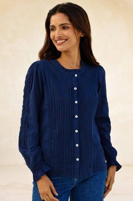 Vienna Long Sleeve Blouse | Navy