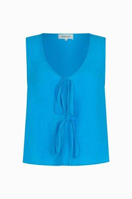 The Camilla Sleeveless Tie Top in ice blue