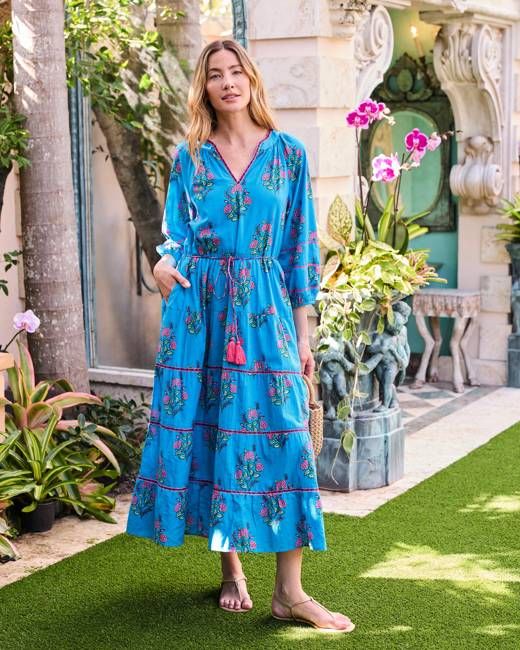 Salt Air Flowers - Main Street Dress - Summer Blue