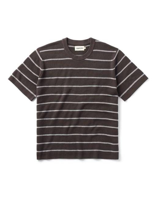 The Brody Sweater Tee in Espresso Stripe