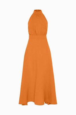 The Isi Halterneck Dress in mango sorbet