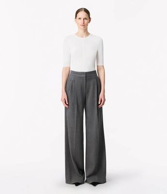 Cashmere Pleated Trouser | Medium Melange Grey