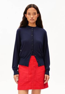 FINE KNIT CARDIGAN | tinted navy