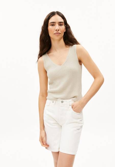 LINEN BLEND KNIT TOP| raw white