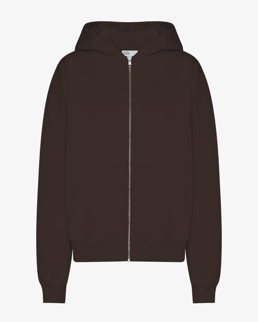 Organic Oversized Zip Hood - Coffee Brown