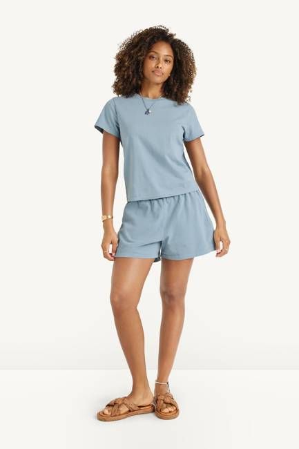 Coast Fitted Tee Shirt - Dusk Blue Cotton Jersey