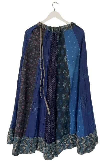 NEW! Flared Cotton Blockprint Patchwork Skirt No. 17