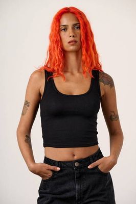 Eden - Cotton Ribbed Vest in Black