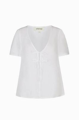 The Laurene Tie Blouse in white