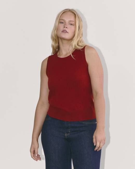 The Classic Tank in Cashmere | Berry Red