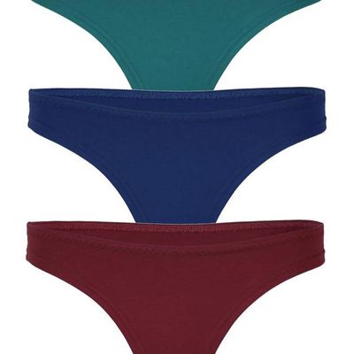 3er-Set Bio String Pur Dunkelheit: Smaragd, blau, aubergine - kaufen