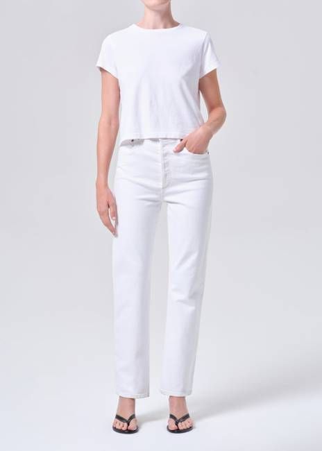 90's Pinch Waist High Rise Straight in Marshmallow