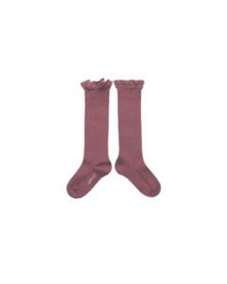Collegien Ruffle Knee Socks - raisin rose