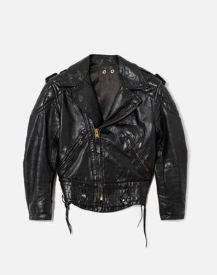 70s Leather Jacket With Side Ties -#41