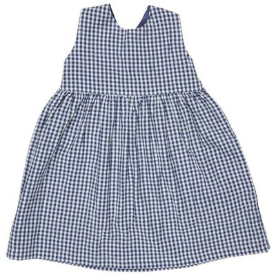 Cross-Back Dress (Seersucker Check) - Indigo