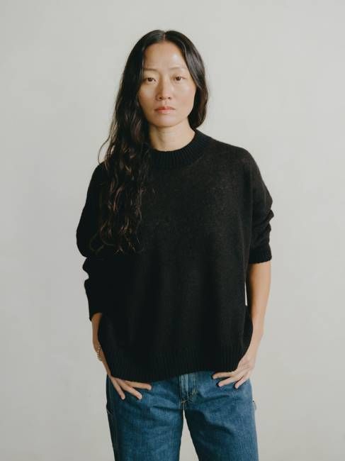 Chleo Crew, Sheer Alpaca Blend, Black