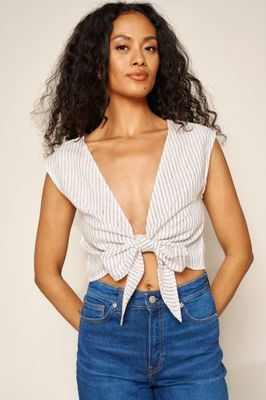 Valentina Top in Stripe Linen