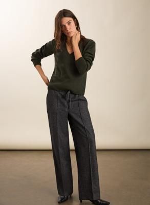 Fera Wool Blend Wide Leg Trousers