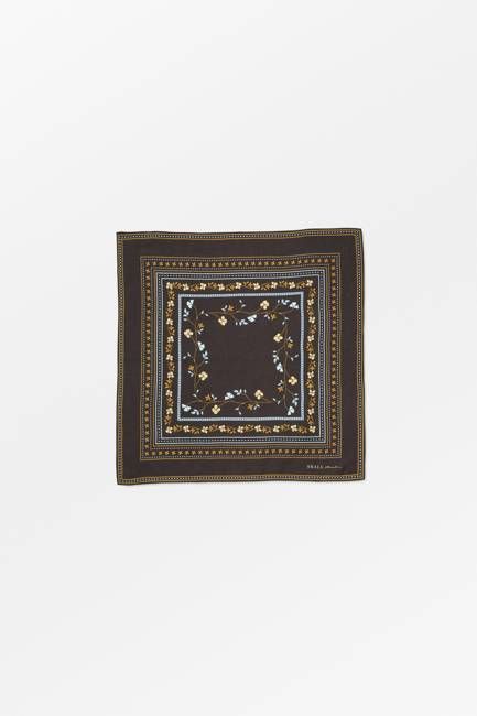 Skall floral scarf 55x55 - Dark brown