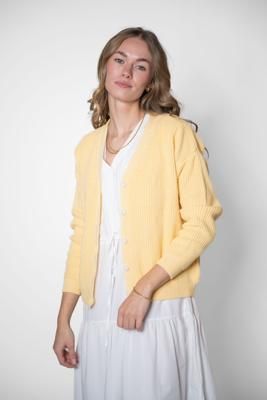 KURZE STRICKJACKE HELLGELB