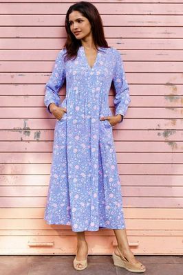 Mara Rayon Dress | Blue/Pink