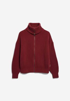 VANISÉ RIB KNIT CARDIGAN | velvet red-light velvet red
