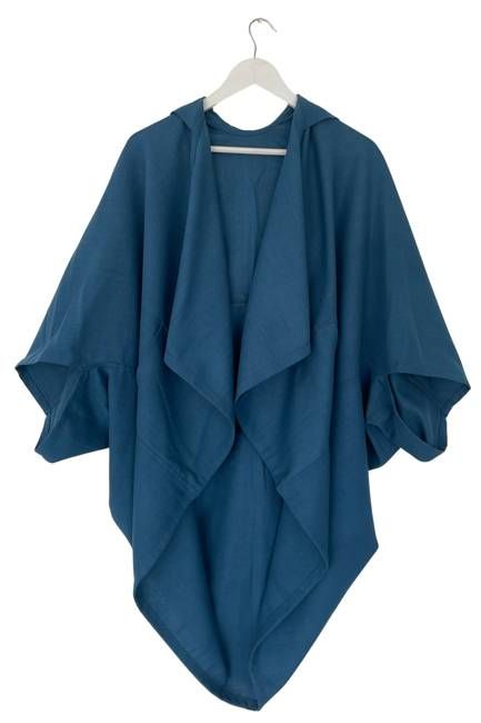 NEW! Cotton Noil Silk Hoodie Kimono Teal