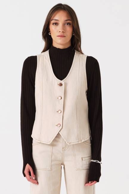 Kiki Denim Vest in Pebble