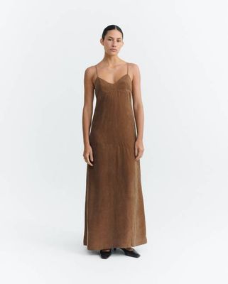 Brown long dress cupro Dina