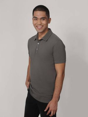 Organic Extra Long Slim Pique Polo Shirt (Dark Grey)