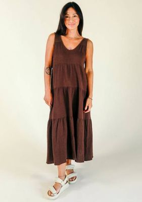 Teresa Tiered Tank Dress - Chicory Coffee