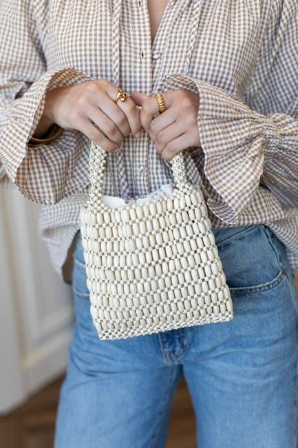 Wood Bead Bag - Cloud