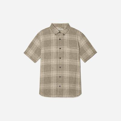 The Classic Short-Sleeve Shirt in Linen | Beech / Parchment Grid