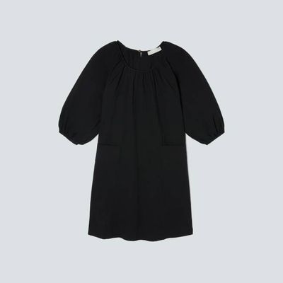 The Seersucker Puff Sleeve Dress | Black