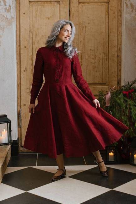 Frida – Linen Dress with Shirt Collar