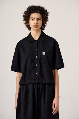 Archer - Cotton & Linen Shirt in Black