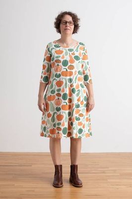 Helsinki Dress - Gourds & Pumpkins Green & Orange