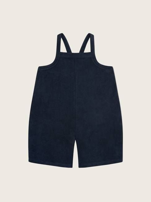 Navy Terry Cropped Dungarees
