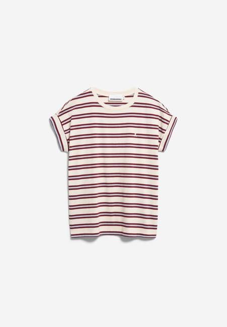 IDAARA STRIPES T-SHIRT | undyed-velvet red-soft blue