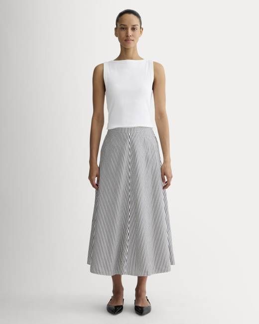 The Midi Skirt in Ultrasoft Cotton | Optic White / Black