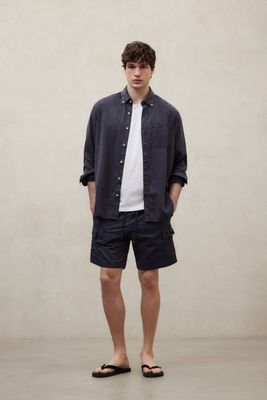 NAVY BLUE ANTEJO TENCEL SHIRT