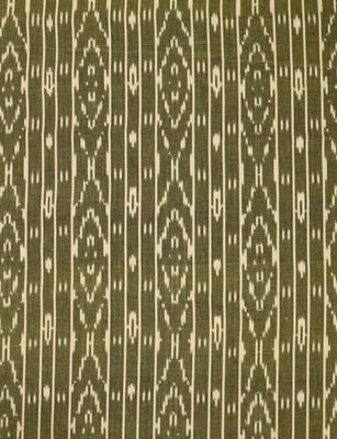 Olive Green Ikat Handwoven Cotton Fabric by the Yard