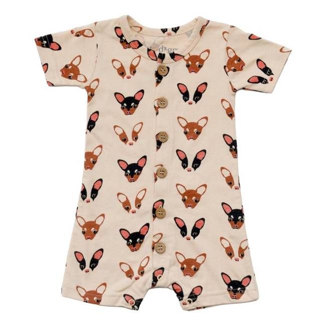 GOTS Certified Organic Cotton Short Sleeve Romper - Chihuahua